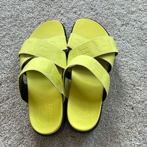 Neon Sorel sandals. Never worn